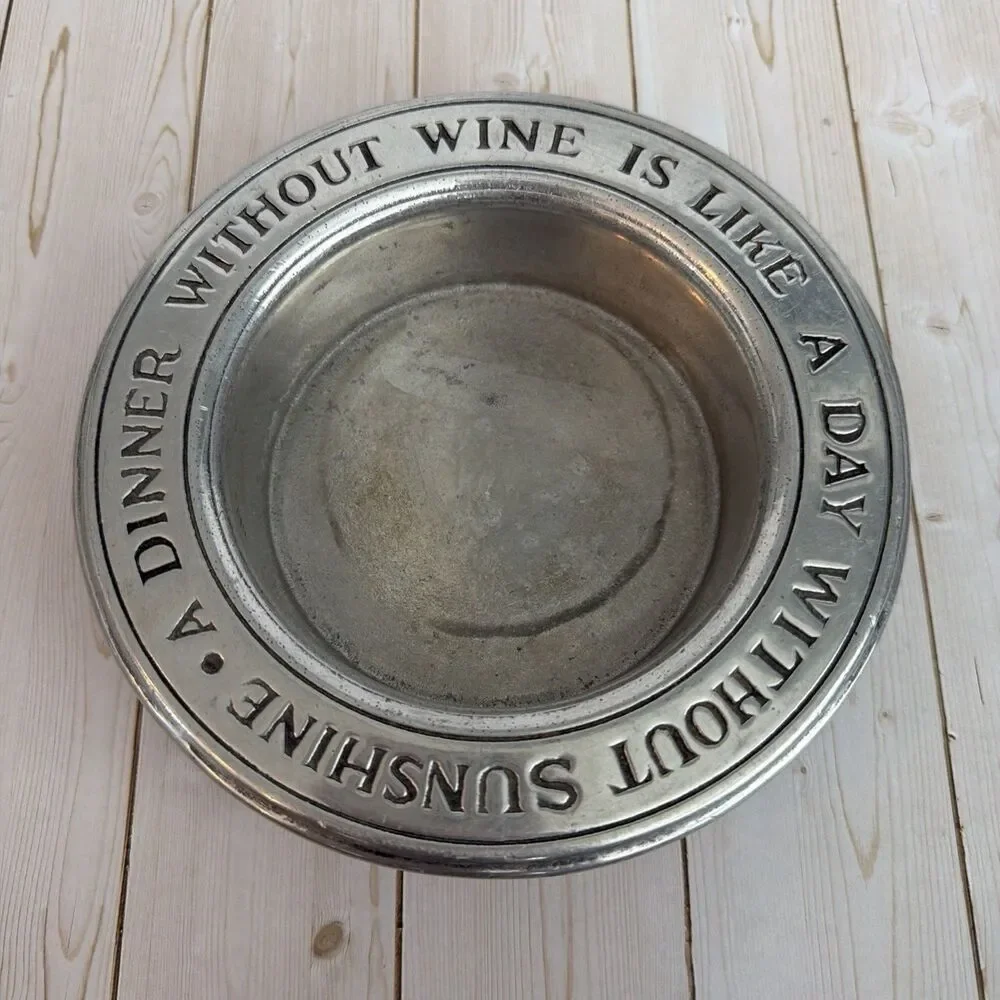 Vintage Wilton Armetale Pewter “A Dinner Without Wine...” Wine Bottle Coaster